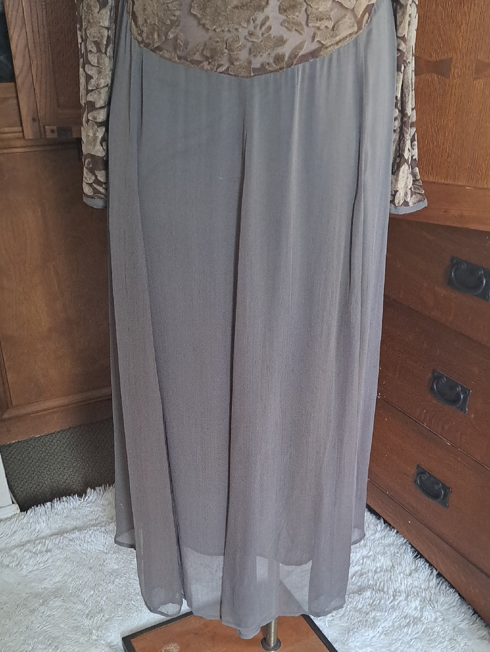 VTG 90s Newport News Whimsigoth Burnout Velvet Floral Applique Maxi Dress Sz 10 - Picture 8 of 13